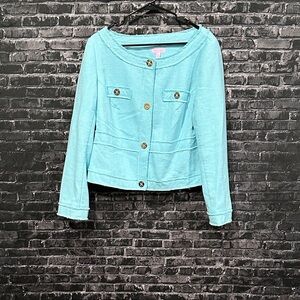 Lilly Pulitzer Millie jacket in a blue tweed fabric. In Excellent Condition!